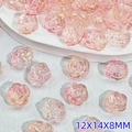 Rosa Rosenperlen mit Goldrand für DIY-Schmuck, 12x14x8mm Zubehör für Armbänder - Rosen-Stil (L583)