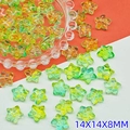 DIY pentagram flower glass beads 14x14x8mm in colorful gradient finish - 14x14x8mm / Green Yellow (L687)