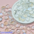 Irregular pale yellow glass beads with blue moonstone sheen for DIY jewelry making - L662# Beige