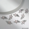 Close-up of shooting star jewelry pendant with pink opal and rhinestones, size 30x16x5mm - Khaki Star Style (G160)