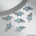 Macro detail of meteor-shaped pendants with blue opal stone and zircon meteor trail - Light Blue Star Style (G161)