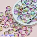 Multicolor 12x16mm faceted glass beads in gradient pink and purple for DIY jewelry - L668# Neon