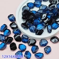 Irregular multifaceted glass gemstone beads in dark blue and black colors 12x16x8mm size - L673# Ink Blue