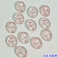 Rosa ovale 18x15mm Glasperlen mit Rosen-Schnitzerei für DIY Schmuckherstellung - Hellrosa