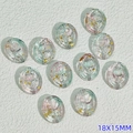 Handgefertigter 15x18mm Glasanhänger mit rosa Rose und Goldfolie für DIY Schmuck - Rosa & Grün
