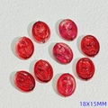 18x15mm ovale rote Glas-Rosenperlen mit Blumenrelief für DIY-Schmuckherstellung - Rot