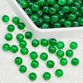 Polished emerald green glass beads for DIY jewelry making in a hexagonal tray - Chalcedony Emerald Green (E9#) / 8mm