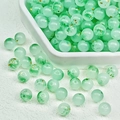 Translucent mint green glass beads with gold foil accents for DIY jewelry making - Green Ink Gold Foil Jade Material (A214#) / 8mm