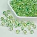 Green floral glass beads for DIY jewelry making with translucent flower texture patterns - Yellow-Green Transparent Floral Beads (A377#) / 10mm