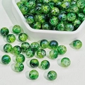 Polished emerald green glass beads with silver patterns for DIY jewelry making - Emerald Green Silver Brushed Crackle (H291#) / 10mm