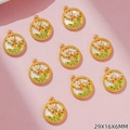 Macro view of Chinese style round lotus flower charms in gold and white enamel - White Lotus (G332)