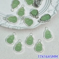 Detail of green faux jade gourd pendants with silver frame and Fu character carving - B805# Light Green Calabash