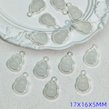 Macro shot of 13 pieces gourd-shaped faux jade pendants with silver metal base 17x16x5mm - B806# Cream White Calabash