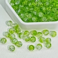 Light green ice-cracked glass beads in white tray for handmade jewelry DIY crafting - Light Green Crackle Beads (B36#) / 8mm