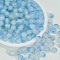 8-10mm light blue glass beads with gold foil and dark swirl for DIY jewelry making - 8mm / Sky Blue Ink Wash Gold Dust