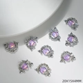 Detalle de colgante de flecha de cupido corazón plateado con piedra lila y 20x15x4mm - Rosa Púrpura