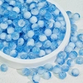 Blue ice crackled glass beads 8-10mm gradient round spacer beads for jewelry making - 8mm / Light Blue Half-White Crackle