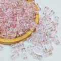 Rosafarbene transluzente Glaskristallperlen mit Goldfäden für DIY Schmuckherstellung - 6x12mm / Gebürsteter Transparenter Bambus (J74#) / Transparentes Rosa