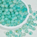 Spherical 8mm mint green glass beads with gold foil flakes for DIY jewelry making - 8mm / Cyan Blue Gold Dust Floral
