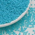 Macro shot of 3mm turquoise glass seed beads for DIY jewelry and beaded handicrafts - Lake Blue (3mm)