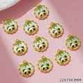 Vista detallada de colgantes panda 22x19x3mm con esmalte verde y marco de bambú - Estilo Verde Claro (G339)