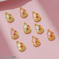 Macro shot showing multi-colored enamel gourd pendants with gold floral details - Random Mixed (G361)
