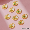 Set of 9 colorful enamel corn charms with gold frame and 15x19x4mm dimensions - White