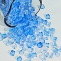 Blue gradient square glass beads with striped texture for DIY jewelry making - 7mm / Sugar Cube Shape / Peacock Blue