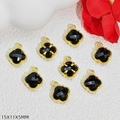 Ciondoli a quadrifoglio dorati con pietre nere per creazione gioielli DIY 15x11mm - Stile Quadrifoglio Piccolo / Nero (B906)