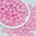 Rosa Glasperlen mit Crackle-Effekt für DIY-Schmuckherstellung mit poliertem Finish - 10mm / Opal-Optik Bruchstein (M4#) / Eisrosa