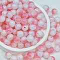 Rosa-weiße Crackle-Glasperlen mit Farbverlauf für DIY-Schmuck und Armbänder - 10mm / Opal-Optik Bruchstein (M34#) / Wassermelonenrot