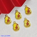 Vintage alloy gourd pendants with yellow enamel and red bird floral patterns - Yellow (G363)
