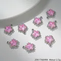 Detailansicht Stern-Anhänger mit rosa Harz, Steinchen und Maßen von 20x17mm für DIY-Schmuck - Schneeflocke Stern Anhänger (G171)