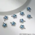 Makroaufnahme von 20x17mm blauem Sternkristall-Anhänger mit Silberplatte für Schmuck - Schneeflocke Stern Anhänger (G174)