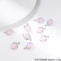 Detailansicht der versilberten Wassertropfen-Anhänger mit rosa Opal und Strasssteinen - Tröpfchen-Edelstein Anhänger (G143)