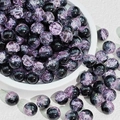 DIY lila Glasperlen mit weinrotem Farbverlauf und Eiskrakelee-Effekt für Schmuckherstellung - Crackle-Perle (H13) / 10mm / Dunkelviolett