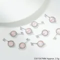 Detail silberner Schlüsselanhänger mit rosa Stein und Strasssteinen, 33X15X7MM - Schlüssel Anhänger (G187)