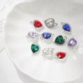 Pendentifs cœur colorés avec base en alliage et strass pour fabrication de bijoux DIY - Multicolore