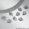 Vue détaillée de pendentifs cœur en cristal 20x14mm avec bords en strass argenté - Blanc