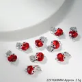 Details von fuchsformigen Edelsteinanhangern fur DIY-Schmuck, 22x16x8mm, Silber und Rot - Fuchs Anhänger (G182)