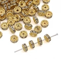 Makroansicht der 6mm und 8mm vergoldeten Strass-Zwischenperlen für DIY-Schmuck - #05 Stil 8mm Gold (20 Stk./Pack)