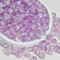 Violette Glasperlen mit Crackle-Effekt in weißer Keramikschale für DIY-Schmuckherstellung - 8mm / Helllila-Weiß (Krakelee-Perle)