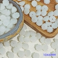Macro detail of 10x6mm white lotus glass beads for DIY jewelry and hair accessories - Lotus Flower Shape (L918) / White