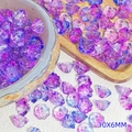 Close-up of 10x6mm gradient purple and blue glass lotus seed pod beads for DIY crafts - Faceted Bud (L921) / Purple To Blue Gradient
