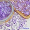 Macro detail of 10x6mm purple lotus glass beads for DIY jewelry and hairpins - Flower Shape (L922) / Transparent Purple