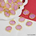 Ciondolo quadrifoglio ruyi viola e oro per la creazione di braccialetti e gioielli - Stile Serratura / Viola (B937)