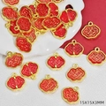 Ciondolo Ruyi rosso e oro con motivo a nuvole e dimensioni di 15x15x3mm - Stile Serratura / Rosso (B938)