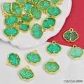 Ciondolo Ruyi verde 15x15x3mm per gioielli fai-da-te con bordo in metallo dorato - Stile Serratura / Verde Scuro (B932)