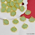 Ciondolo nuvola in finta giada con cornice dorata per gioielli fai-da-te, 15x15x3mm - Stile Serratura / Verde Chiaro (B936)