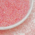 DIY 3mm pink transparent glass seed beads with AB rainbow iridescent coating for jewelry - Soft Pink